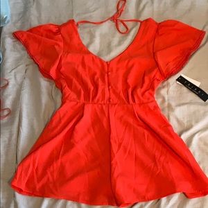 NWT XL(fits smaller) Orange/Red romper